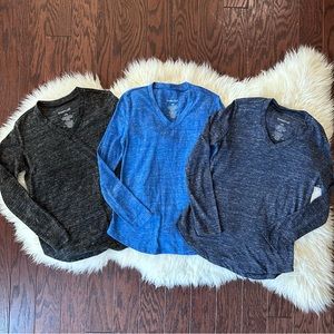 Set of 3 YS long sleeve v-neck basic layering tops from boxercraft